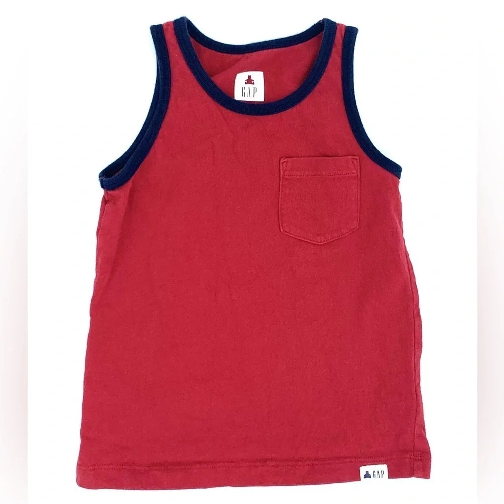 Gap Toddler Organic Cotton Red Navy Blue Tank Top Size 4T